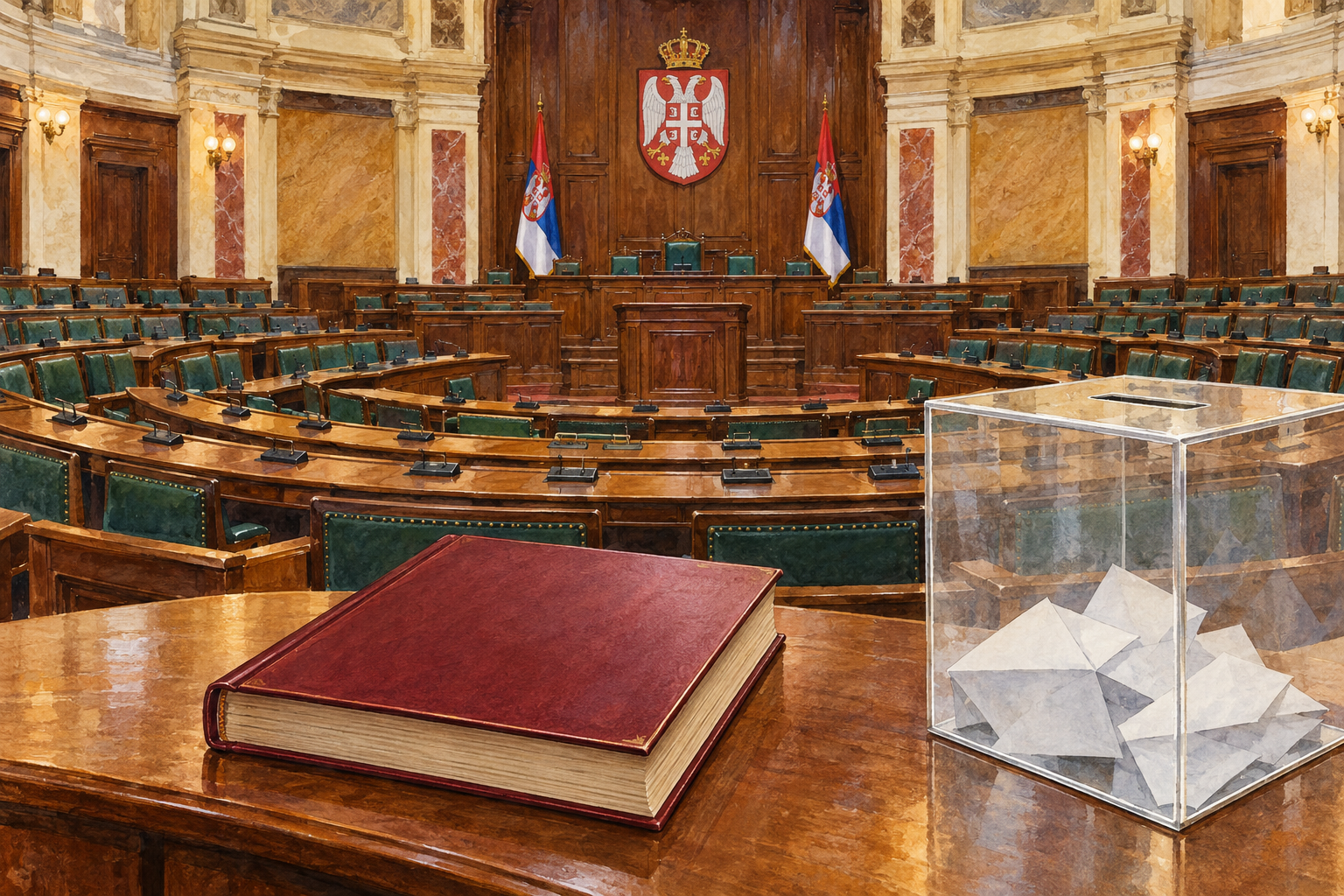 Simbolična AI ilustracija parlamentarnog i reformskog procesa