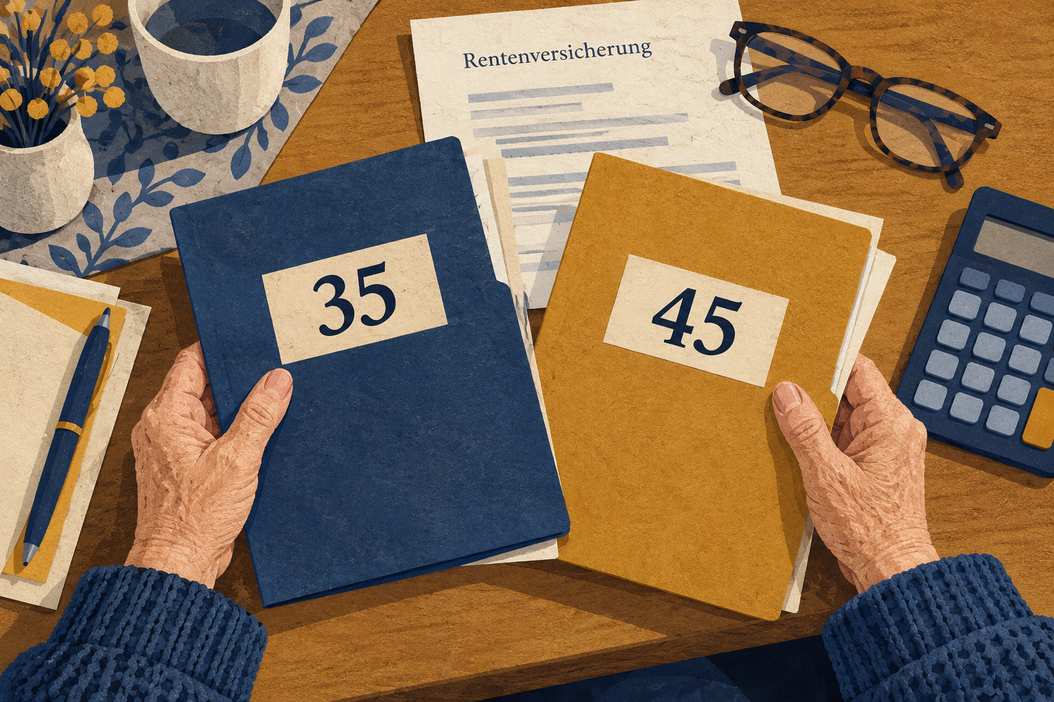 Simbolična AI ilustracija perioda osiguranja 35 i 45 godina