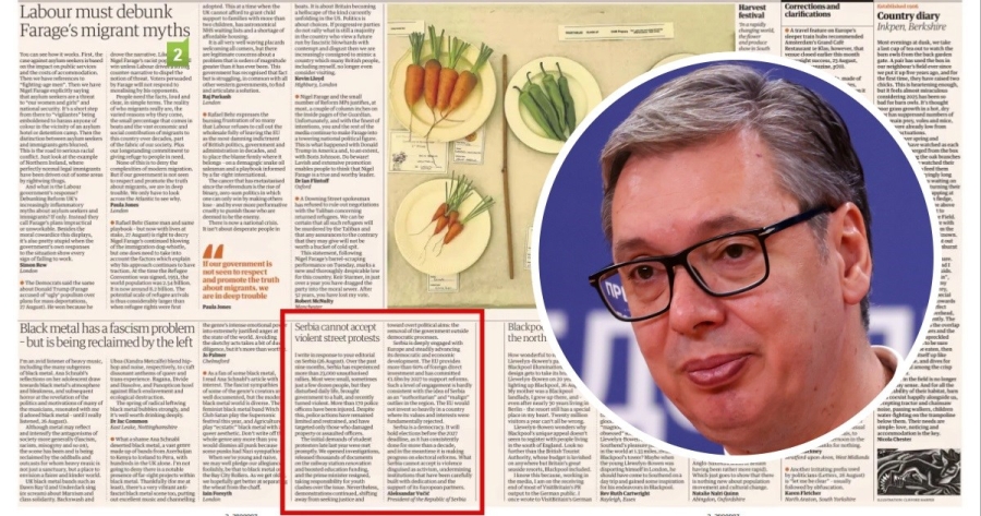UGLEDNI BRITANSKI LIST PONIZIO VUČIĆA: Njegov odgovor objavili u rubrici “Pisma čitatelja” - featured image UGLEDNI BRITANSKI LIST PONIZIO VUČIĆA: Njegov odgovor objavili u rubrici “Pisma čitatelja” - featured image