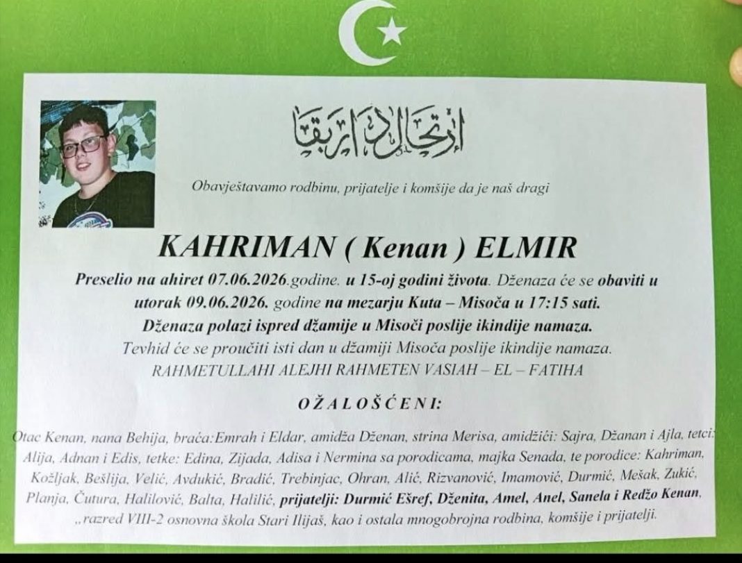 NEVJERICA I TUGA: U 15. godini života preminuo Elmir Kahriman - featured image