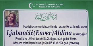 Bugojno zavijeno u crno: U 29. godini života preminula Aldina Ljubunčić Bugojno zavijeno u crno: U 29. godini života preminula Aldina Ljubunčić - featured image