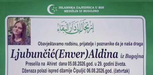 Bugojno zavijeno u crno: U 29. godini života preminula Aldina Ljubunčić Bugojno zavijeno u crno: U 29. godini života preminula Aldina Ljubunčić - featured image