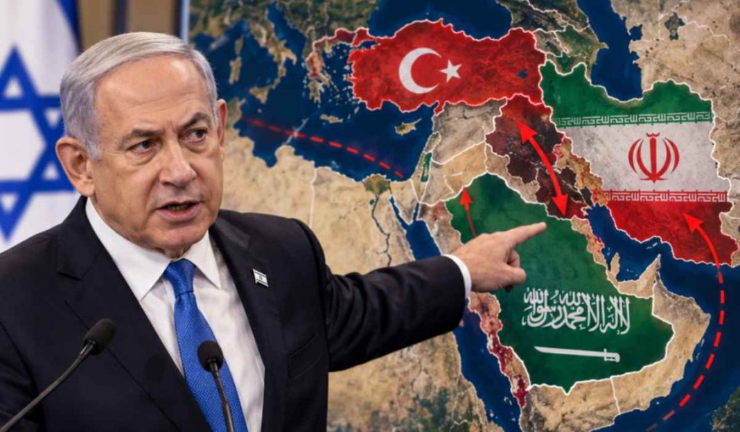 NETANYAHU POKAZAO MAPU BLISKOG ISTOKA: Turska, Iran i Saudijska Arabija u centru novih podjela! - featured image NETANYAHU POKAZAO MAPU BLISKOG ISTOKA: Turska, Iran i Saudijska Arabija u centru novih podjela! - featured image