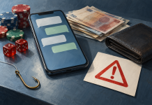 Obećavali sigurne dobitke, novac stizao iz više zemalja: Potvrđena optužnica zbog 258.046 KM Telefon, novčanik i simbol upozorenja — vlastita AI ilustracija internetskih prevara