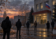 Simbolična AI ilustracija regrutnog ureda u Rusiji, nije fotografija stvarnog događaja