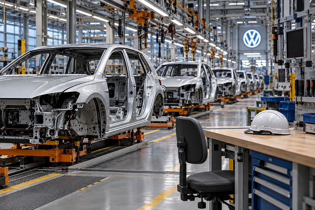 Volkswagenova proizvodna linija – simbolična AI ilustracija