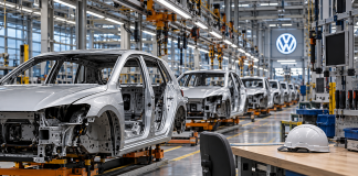 Volkswagenova proizvodna linija – simbolična AI ilustracija